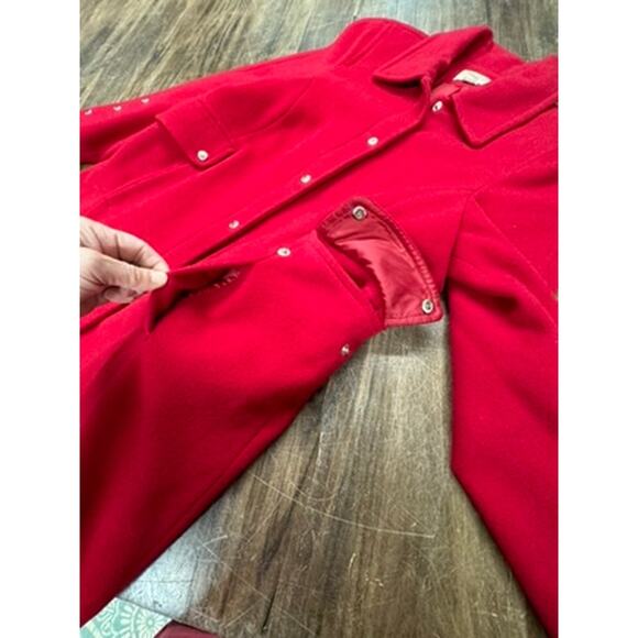 MICHAEL Michael Kors 100% Red Wool Coat, Snap, Zipper, Size 14 Womens - Picture 11 of 16
